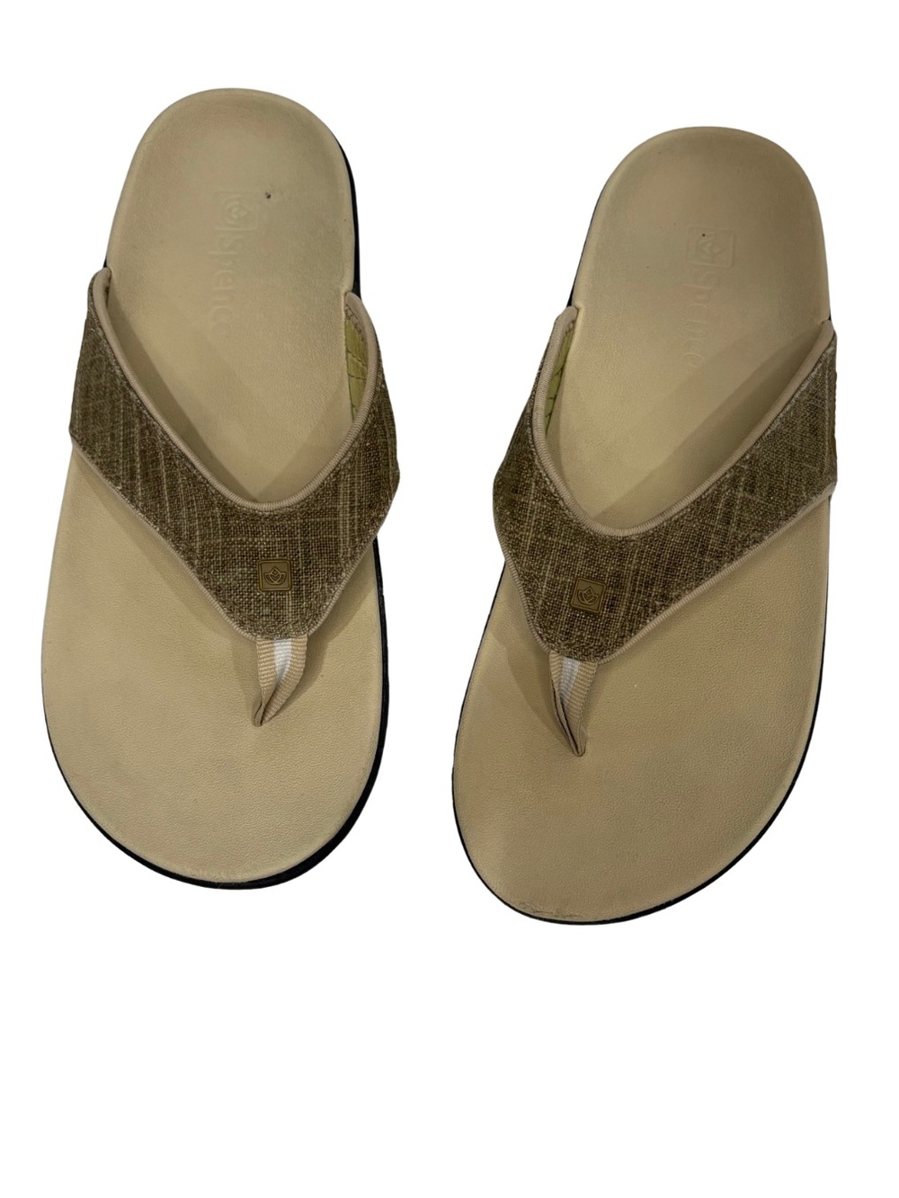 Spenco Flip Flop Comfort Sandals Size 10 Tan Leather Slip On Casual Thong Sandal